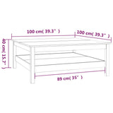 Coffee Table White 100x100x40 cm Solid Wood Pine 814295