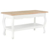 ZNTS Coffee Table White and Brown 87.5x42x44 cm Solid Pine Wood 280023