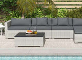 6 Pieces Rattan Corner Sofa Set - Mixed Grey T3398P315877