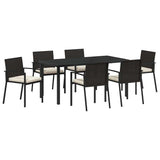 Garden Dining Set 7 pcs Black Powder-Coated Steel 3379251