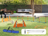Seven-Piece Dog Agility Equipment Set with Weave Poles, Jump Ring, Hurdle, Pause Box, Carry Bag, T3398P349781