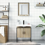 ZNTS 2 Piece Bathroom Cabinet Set Sonoma Oak Engineered Wood 3214335