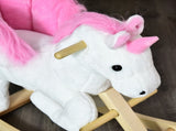 Kids Rocking Horse Unicorn Wooden Plush Ride On Chair Toy with Music 1.5-3 Years T3398P347997