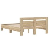 Bed Frame with LED Sonoma 137 x 190 cm Engineered Wood 3402848