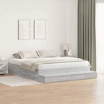 Storage Bed Frame with Drawer Grey sonoma 236.5 x 200 x 31.5 cm 3335626