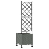 Garden Planter with Trellis&Wheels Light Grey 40 x 40 x 149 cm 3422942
