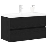 Bathroom Sink Cabinet Black Oak 80 x 39 x 62 cm Engineered Wood 3333142