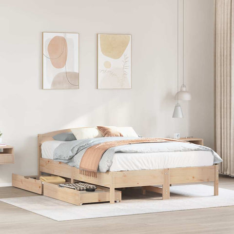 ZNTS Bed Frame without Mattress 160x200 cm Solid Wood Pine 3301821