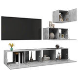 4 Piece TV Cabinet Set Concrete Grey Engineered Wood 3079155