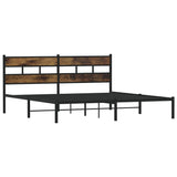Metal Bed Frame without Mattress Smoked Oak 183x213 cm 4017058
