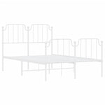 ZNTS Metal Bed Frame with Headboard and Footboard White 120x190 cm Small Double 373951