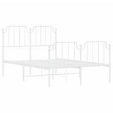 ZNTS Metal Bed Frame with Headboard and Footboard White 120x190 cm Small Double 373951