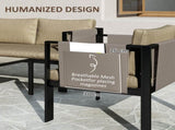 4 Piece Metal Garden Furniture Set with Tempered Glass Coffee Table, Texteline Pocket, Outdoor Set T3398P327922