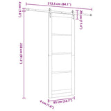 Sliding Door ORKDAL White 83 x 232 cm Solid Pine Wood 3333817