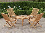 Folding Garden Chair 4 pcs Natural Solid Teak Wood 42028482