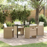 Garden Dining Set with Cushion 5 pcs Beige Poly Rattan 3379957