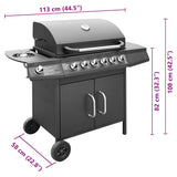 Gas Barbecue Grill 61 Cooking Zone Black 41905