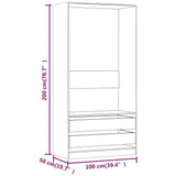 Wardrobe Smoked Oak 100x50x200 cm Engineered Wood 815345