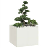 Planter White 100x100x80 cm Steel 860823