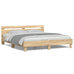 ZNTS Bed Frame with LED without Mattress Sonoma Oak 160x200 cm 3207534