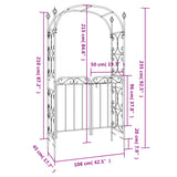 Garden Arch with Gate Black 108x45x235 cm Steel 319352