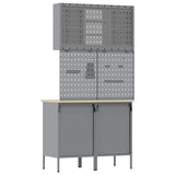 Work Cabinet Set 5 pcs Black Steel and Engineered Wood 3321422
