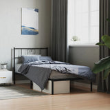 Metal Bed Frame without Mattress with Headboard Black 75x190cm 355453