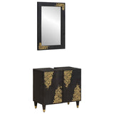 Bathroom Cabinet Set Wall-mounted 2 pcs Black Solid Mango Wood 3310159
