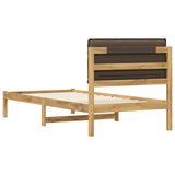 Bed Frame with Upholstered Headboard Whitewash and Taupe 903931