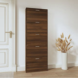 Shoe Cabinet Brown Oak 59x17x169 cm Engineered Wood 342517