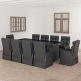 11 Piece Garden Dining Set with Cushions Black Poly Rattan 3095274