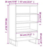 Highboard White 57x35x90 cm Engineered Wood 827236