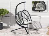 Outdoor PE Rattan Swing Chair with Foldable Basket and Cushion, Garden Patio Hanging Egg Chair with T3398P328053