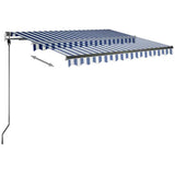 Manual Retractable Awning with LED 350x250 cm Blue and White 3069721