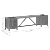 Garden Bench Grey Solid acacia wood 150 cm Planters 311823