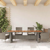 Garden Table with Acacia Wood Top Grey 240x90x75 cm Poly Rattan 365596
