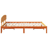 Bed Frame with Headboard Wax Brown 150 x 200 cm Solid Pine Wood 872061