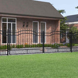 Fence Gate KAMPEN with Spear Top Black 394.5x125 cm Steel 151101