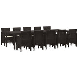 Garden Dining Set with Cushion 11 pcs Brown and Cream Rattan 3378761