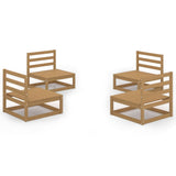 4 Piece Garden Lounge Set Honey Brown Solid Wood Pine 3075262