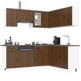 11 Piece Kitchen Cabinet Set Porto Brown Oak Engineered Wood 3314968
