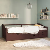 3-Seater Day Bed without Mattress Dark Brown Solid Pinewood 90x200cm 322172