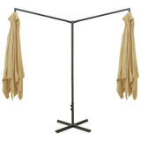 Double Garden Parasol with Steel Pole Taupe 600x300 cm 312557