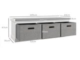 Three-Drawer Shoe Storage Bench, with Padded Top Seat - White T3398P328295