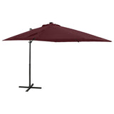 Cantilever Garden Parasol with Pole and LED Lights Bordeaux Red 250 cm 312326