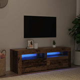 TV Cabinet with LED Lights Old Wood 120x35x40 cm Engineered Wood 856313