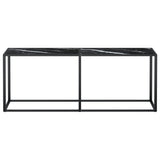Console Table Black Marble 200x35x75.5cm Tempered Glass 331689