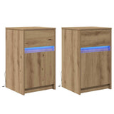 LED Bedside Cabinet 2 pcs Artisan oak 38 x 34 x 61 cm 874146