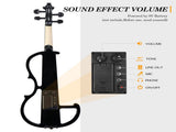 Full Size 4/4 Bunnel Edge Electric Silent Violin with Case Bow Rosin Headphone Connecting Line Black 54112168