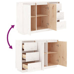 Sideboard White 111x34x75 cm Solid Wood Pine 813805